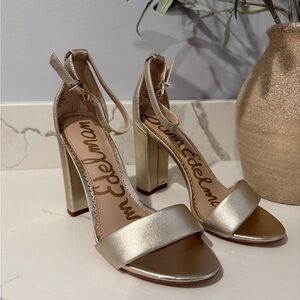 Sam Edelman Metallic Gold Block Heels